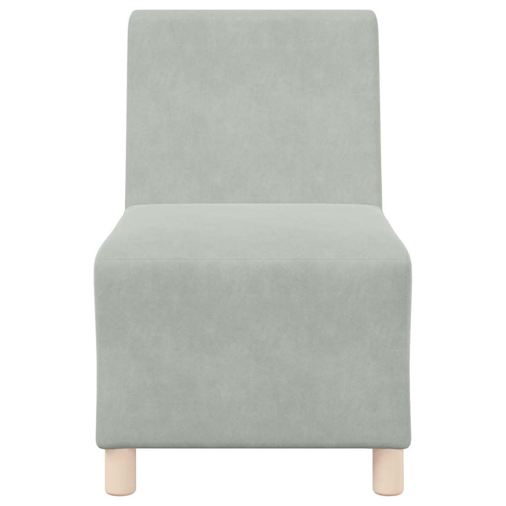 Modulsofa enhed uden arme 3 pcs Lysegrå 55 x 74 x 82 cm Fløjl