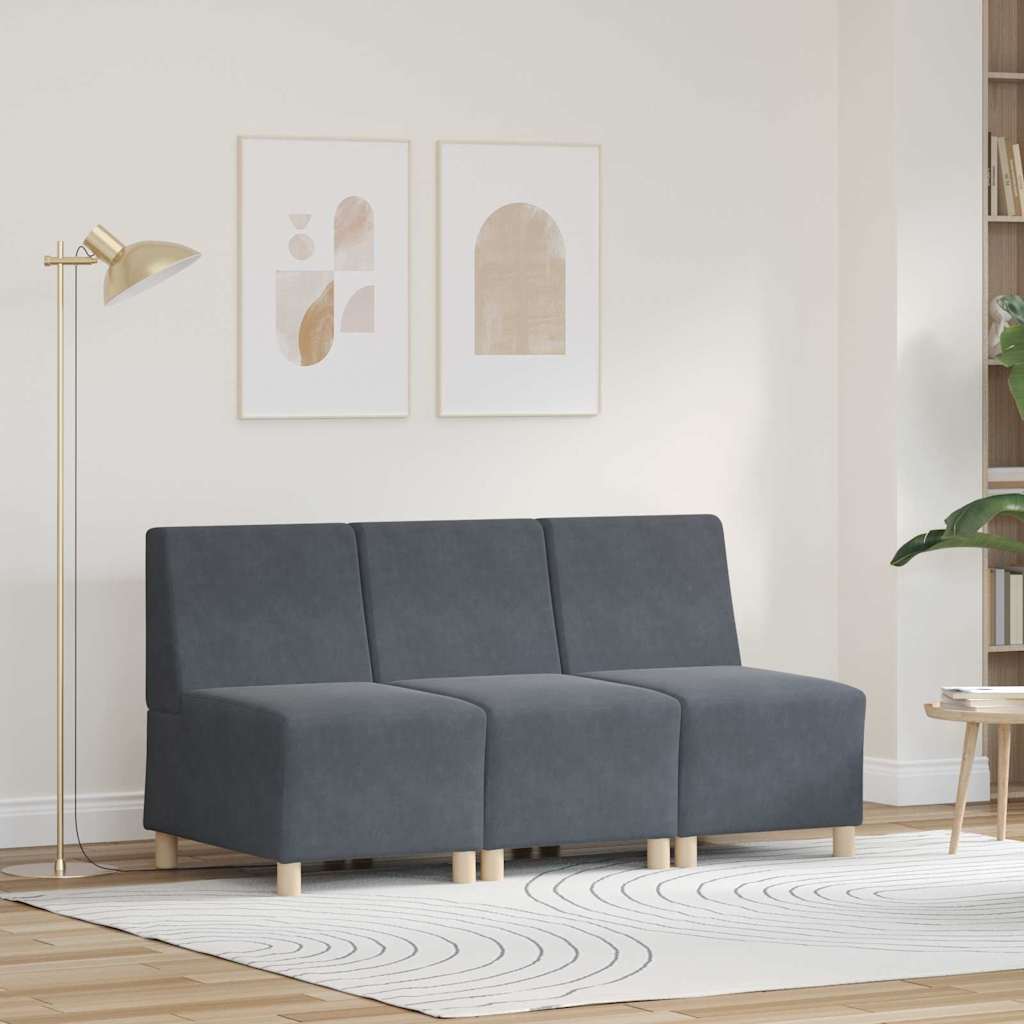 Modulsofa enhed uden arme 3 pcs Mørkegrå 55 x 74 x 82 cm Fløjl