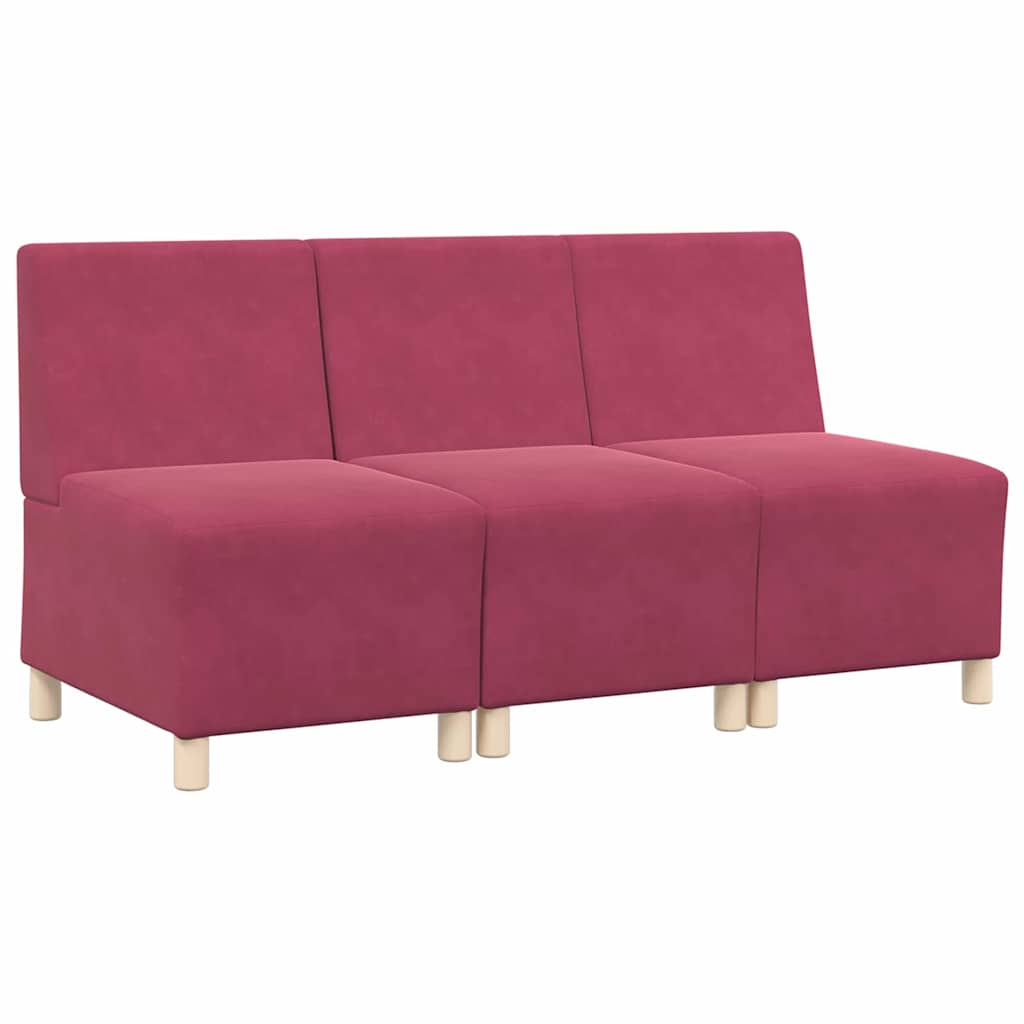 Modulsofa enhed uden arme 3 pcs Vinrød 55 x 74 x 82 cm Fløjl