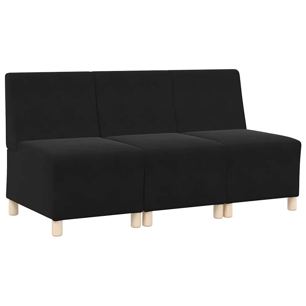 Modulsofa enhed uden arme 3 pcs Sort 55 x 74 x 82 cm Fløjl