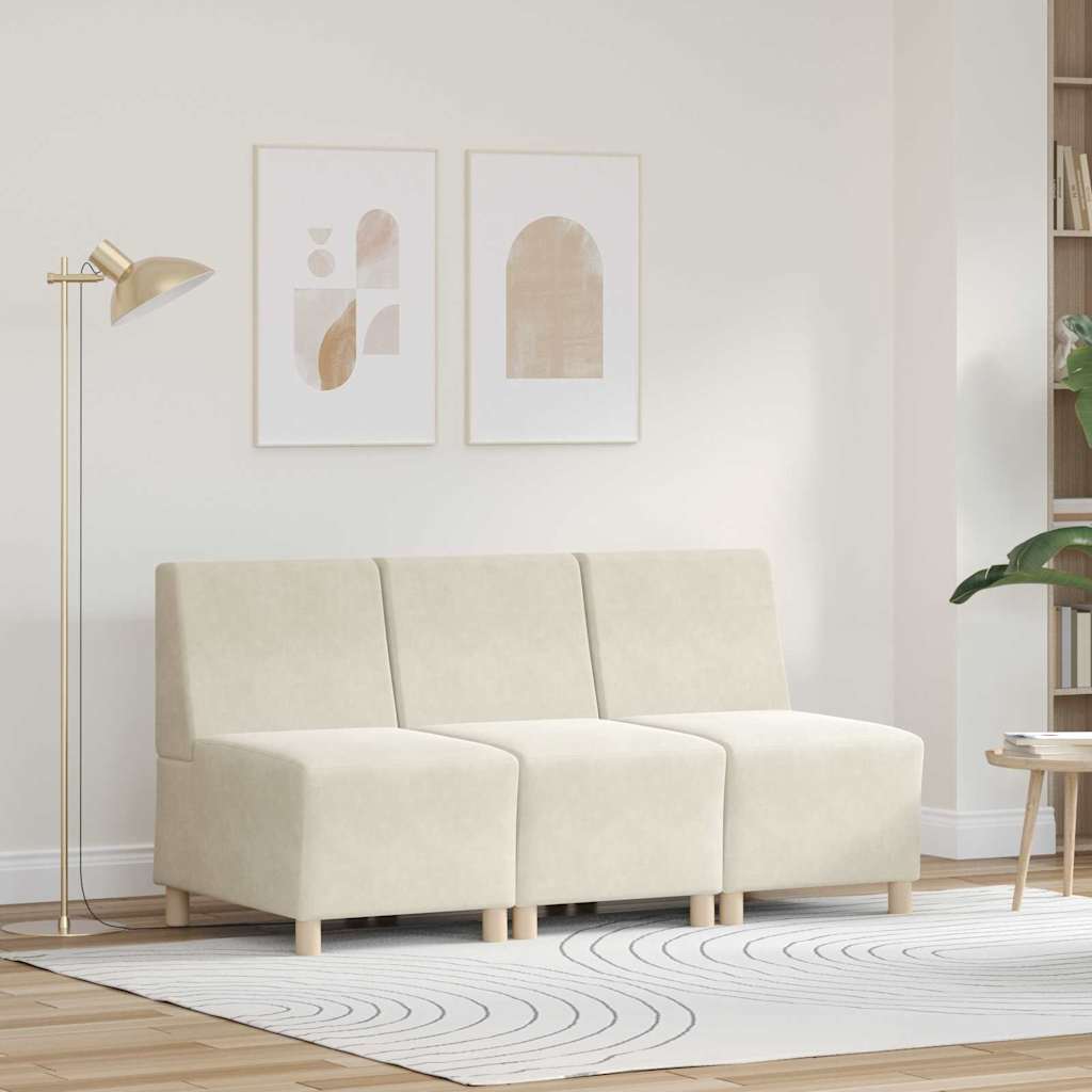 Modulsofa enhed uden arme 3 pcs Creme 55 x 74 x 82 cm Fløjl