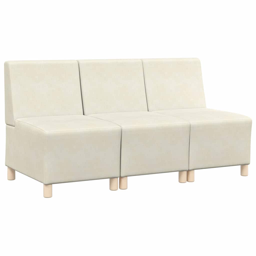 Modulsofa enhed uden arme 3 pcs Creme 55 x 74 x 82 cm Fløjl