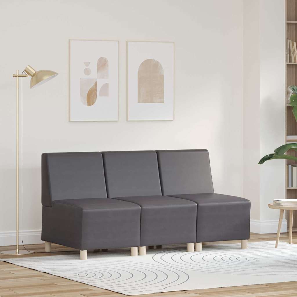 Modulsofa enhed uden arme 3 pcs Grå 55 x 74 x 82 cm Faux læder