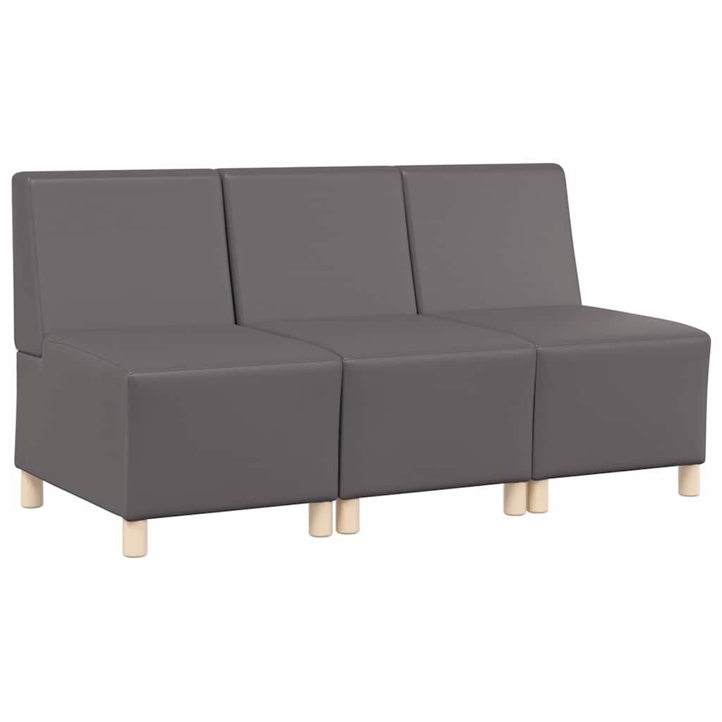 Modulsofa enhed uden arme 3 pcs Grå 55 x 74 x 82 cm Faux læder