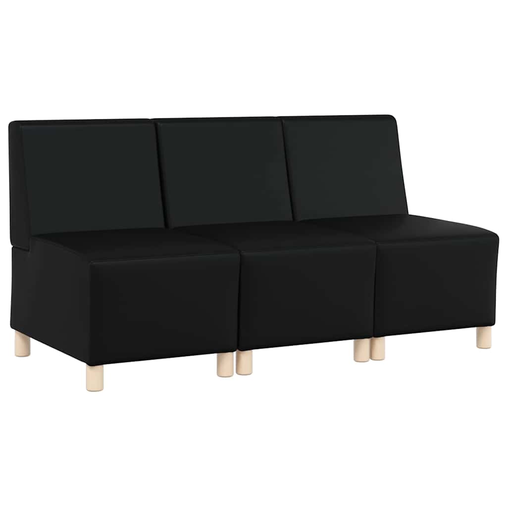 Modulsofa enhed uden arme 3 pcs Sort 55 x 74 x 82 cm Faux læder