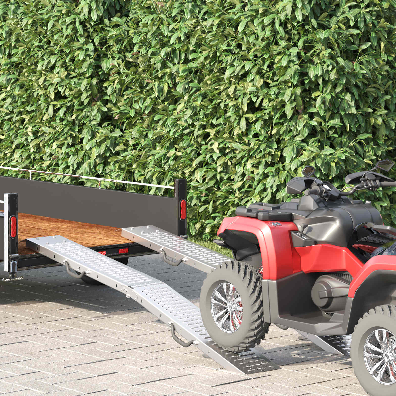 Foldbar rampe 200kg pr. rampe 2 pcs Sølv 186 x 23 x 4,5 cm