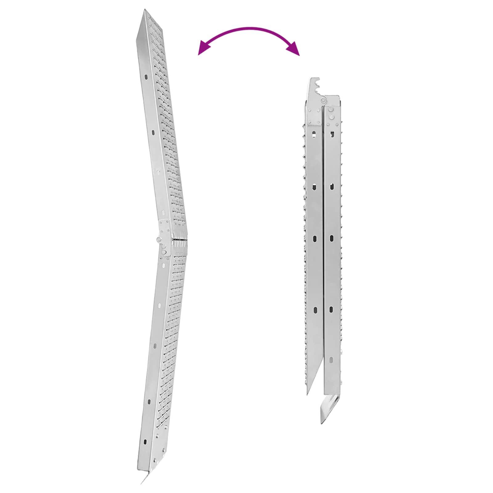 Foldbar rampe 200kg pr. rampe 2 pcs Sølv 186 x 23 x 4,5 cm