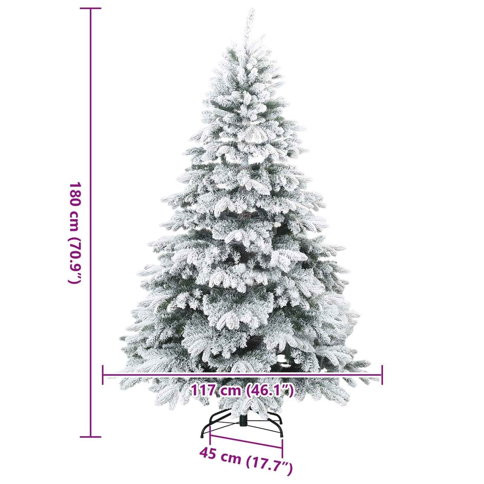 Kunstigt bøjelig juletræ snefløjtet Hvid 180 cm PVC, PE og stål