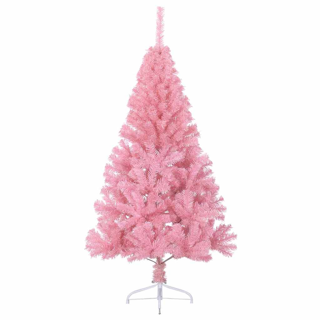 Kunstig Forbelyst Juletræ med 150 LED'er Lyserød 120 cm PVC