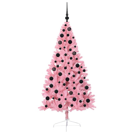 Kunstig Forbelyst Juletræ med 300 LED'er Lyserød 180 cm PVC