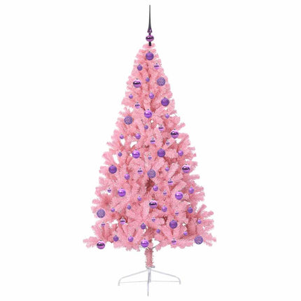 Kunstig Forbelyst Juletræ med 300 LED'er Lyserød 180 cm PVC