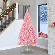 Kunstig Forbelyst Juletræ med 300 LED'er Lyserød 240 cm PVC