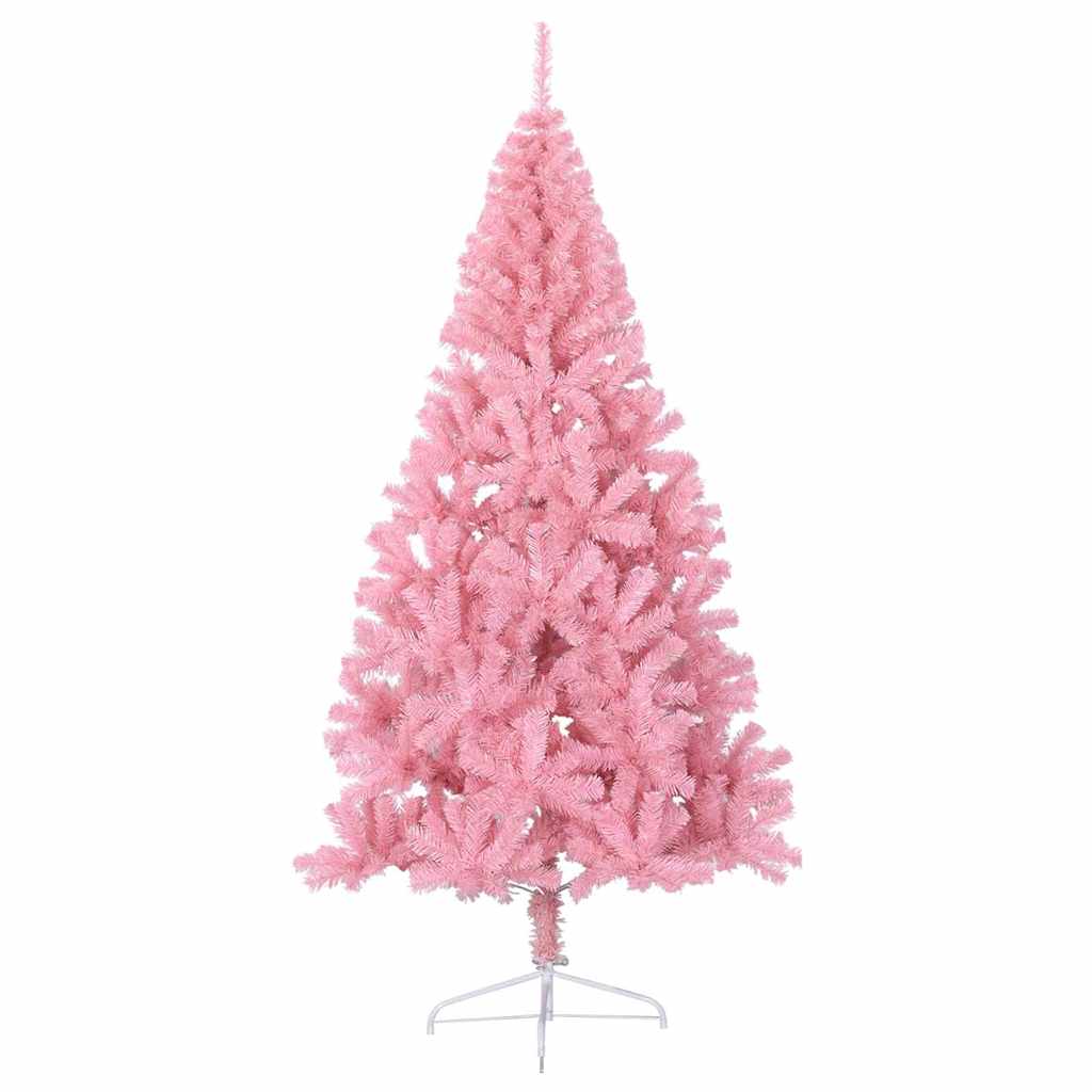 Kunstig Forbelyst Juletræ med 300 LED'er Lyserød 240 cm PVC