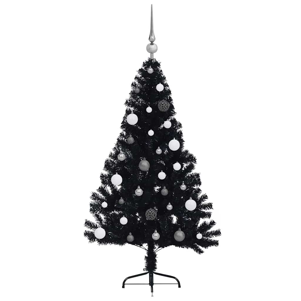 Kunstig Forbelyst Juletræ med 150 LED'er Sort 150 cm PVC