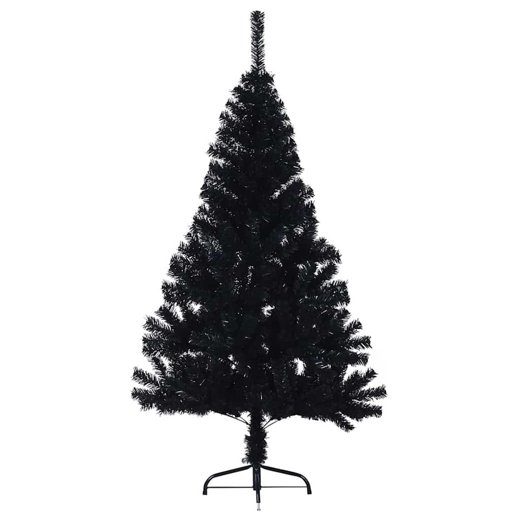 Kunstig Forbelyst Juletræ med 150 LED'er Sort 150 cm PVC