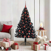 Kunstig Forbelyst Juletræ med 150 LED'er Sort 150 cm PVC