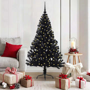 Kunstig Forbelyst Juletræ med 150 LED'er Sort 150 cm PVC