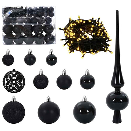 Kunstig Forbelyst Juletræ med 150 LED'er Sort 150 cm PVC