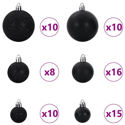 Kunstig Forbelyst Juletræ med 300 LED'er Sort 180 cm PVC