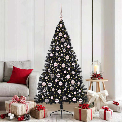 Kunstig Forbelyst Juletræ med 300 LED'er Sort 180 cm PVC
