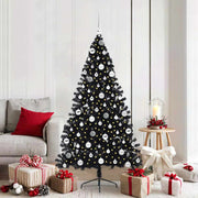 Kunstig Forbelyst Juletræ med 300 LED'er Sort 180 cm PVC