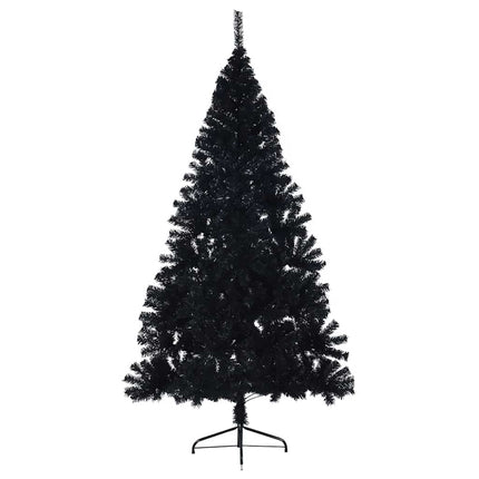 Kunstig Forbelyst Juletræ med 300 LED'er Sort 180 cm PVC