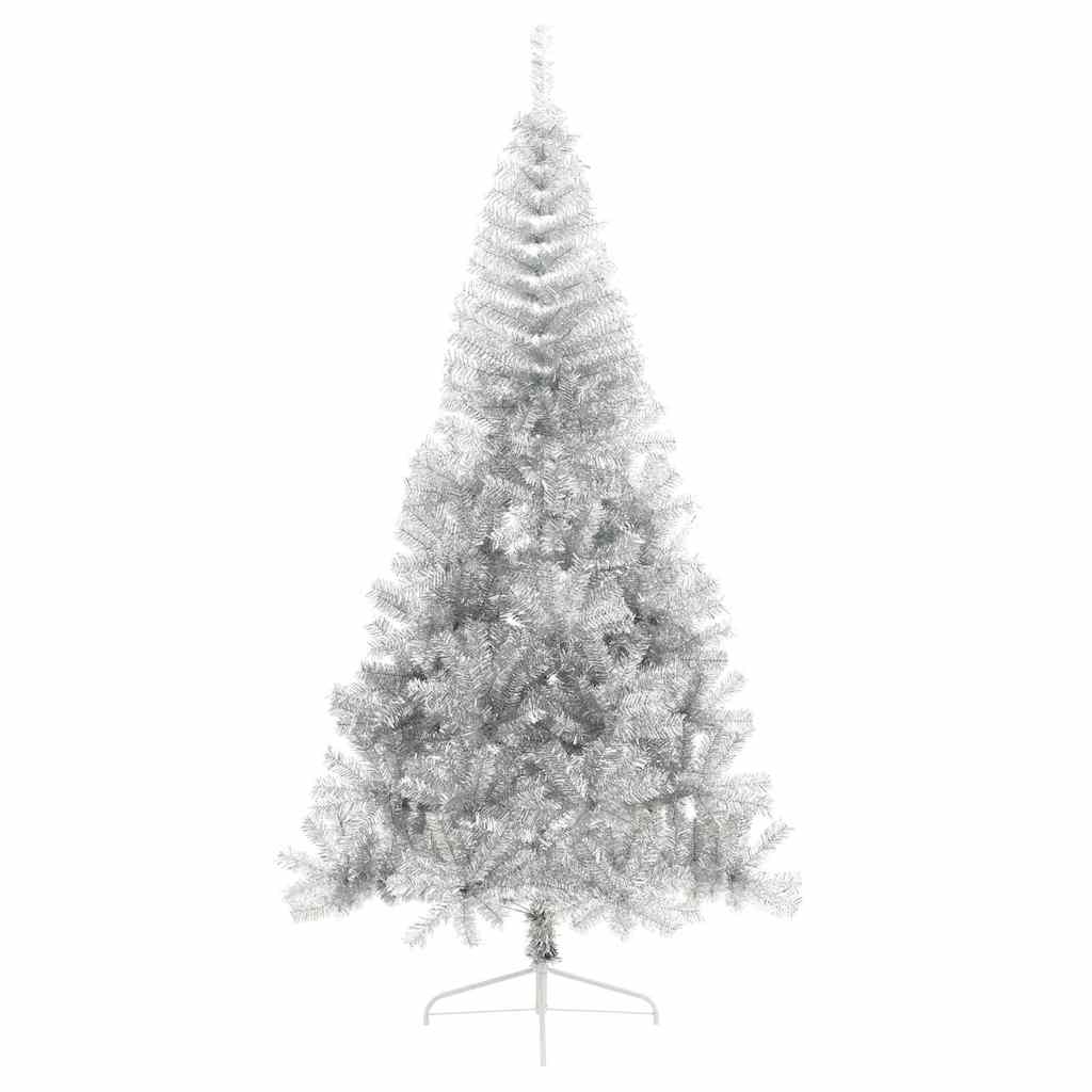 Kunstig Forbelyst Juletræ med 300 LED'er Sølv 210 cm PET