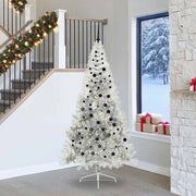 Kunstig Forbelyst Juletræ med 300 LED'er Sølv 240 cm PET