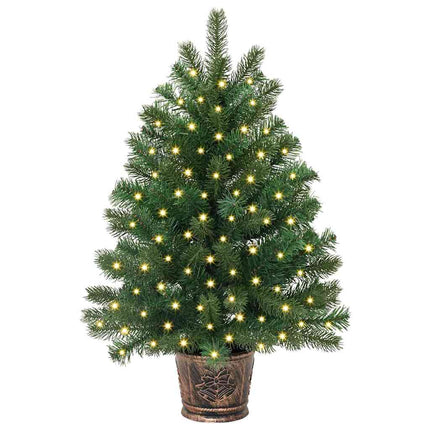 Kunstigt juletræ med 150 LED'er med stativ Grøn 75 cm PE og PVC