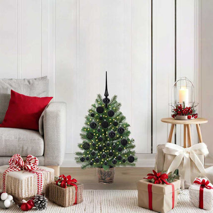Kunstigt juletræ med 150 LED'er med stativ Grøn 75 cm PE og PVC