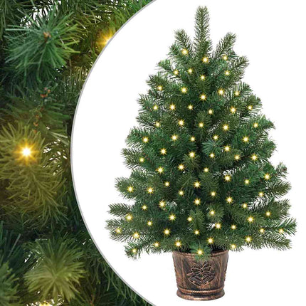 Kunstigt juletræ med 150 LED'er med stativ Grøn 95 cm PE og PVC