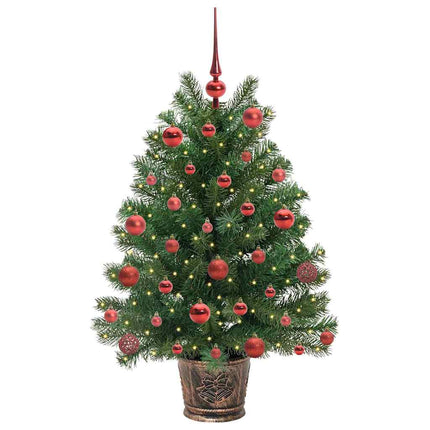 Kunstigt juletræ med 150 LED'er med stativ Grøn 95 cm PE og PVC