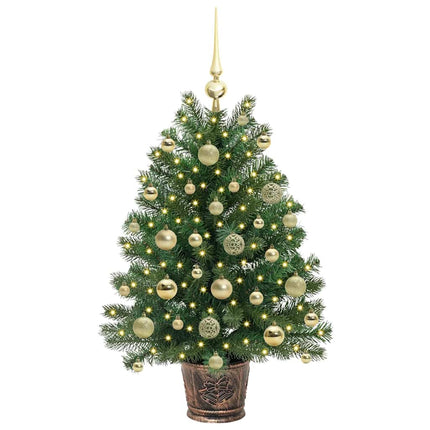 Kunstigt juletræ med 150 LED'er med stativ Grøn 95 cm PE og PVC