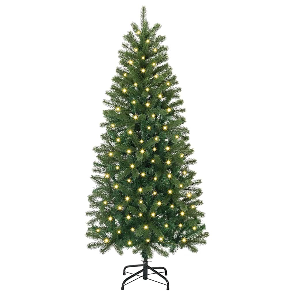 Kunstigt juletræ med 150 LED'er Grøn 120 cm PE og PVC