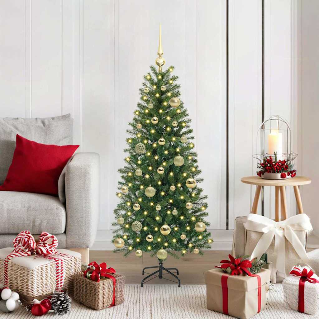 Kunstigt juletræ med 150 LED'er Grøn 120 cm PE og PVC