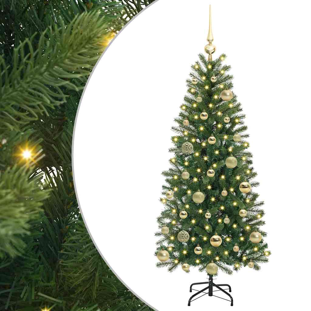 Kunstigt juletræ med 150 LED'er Grøn 120 cm PE og PVC