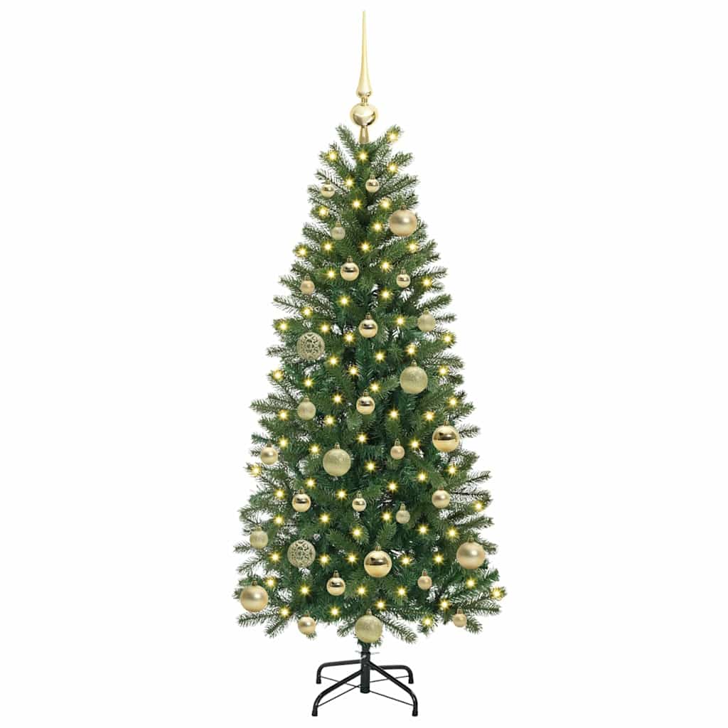 Kunstigt juletræ med 150 LED'er Grøn 120 cm PE og PVC