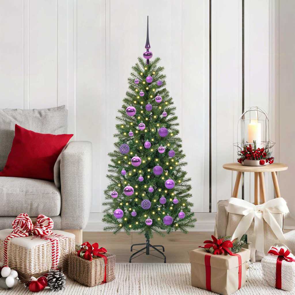 Kunstigt juletræ med 150 LED'er Grøn 120 cm PE og PVC