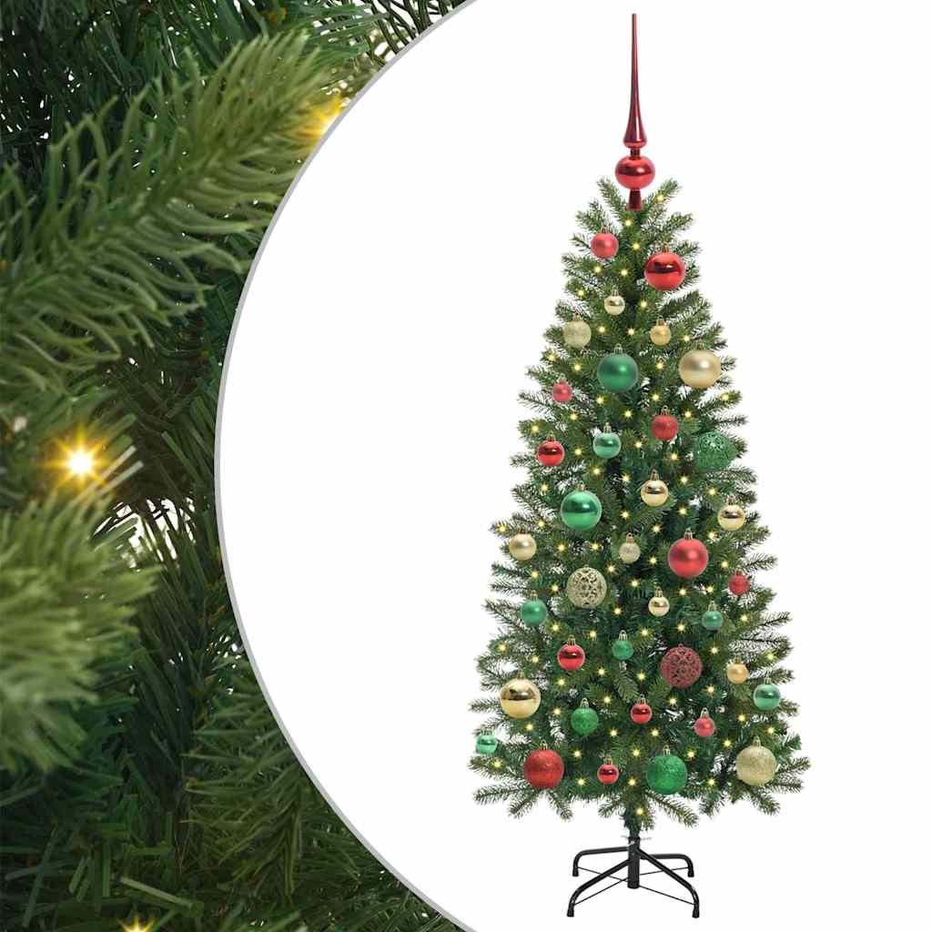 Kunstigt juletræ med 150 LED'er Grøn 120 cm PE og PVC