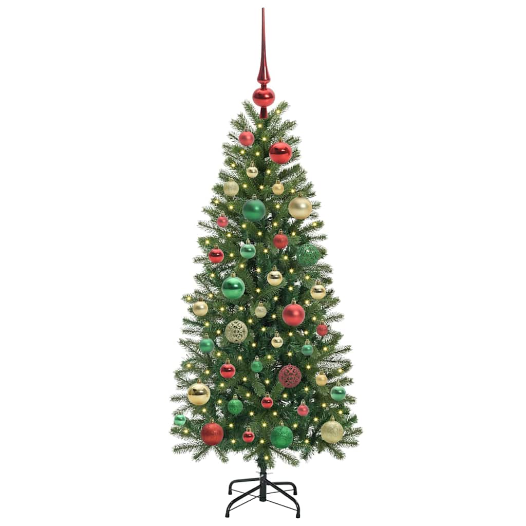 Kunstigt juletræ med 150 LED'er Grøn 120 cm PE og PVC