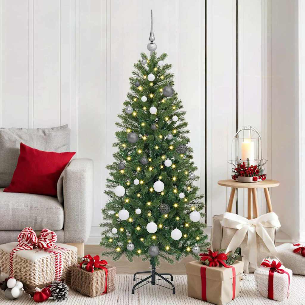 Kunstigt juletræ med 150 LED'er Grøn 150 cm PE og PVC