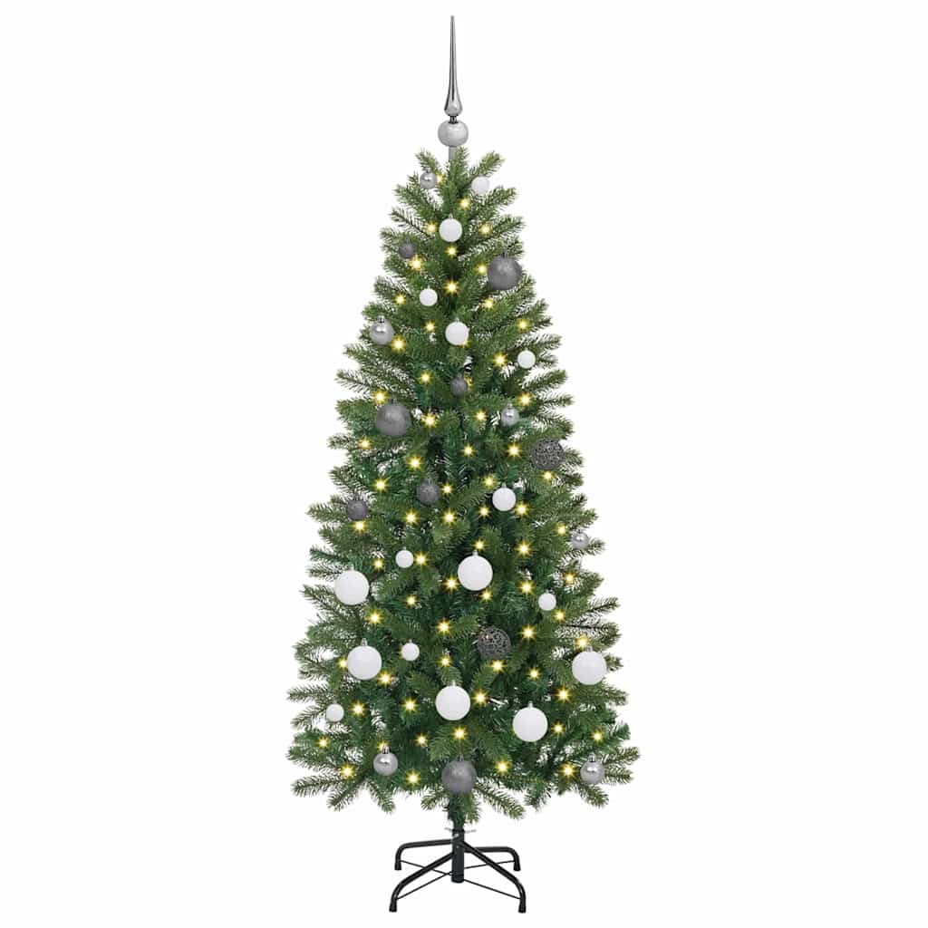 Kunstigt juletræ med 150 LED'er Grøn 150 cm PE og PVC