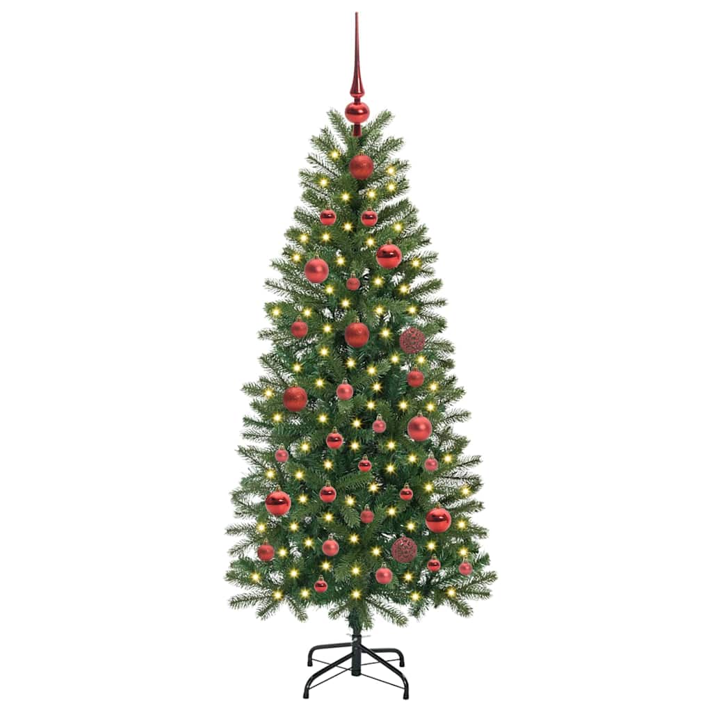 Kunstigt juletræ med 150 LED'er Grøn 150 cm PE og PVC