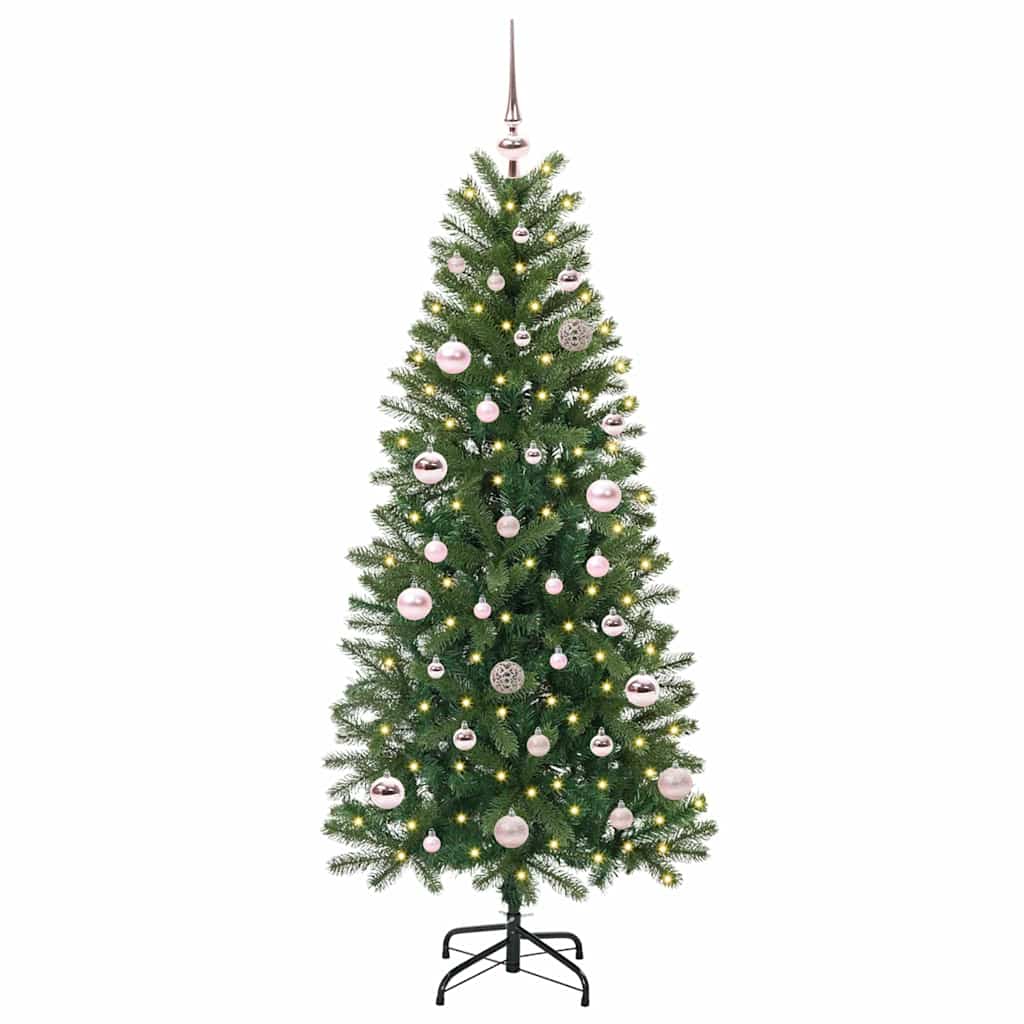 Kunstigt juletræ med 150 LED'er Grøn 150 cm PE og PVC