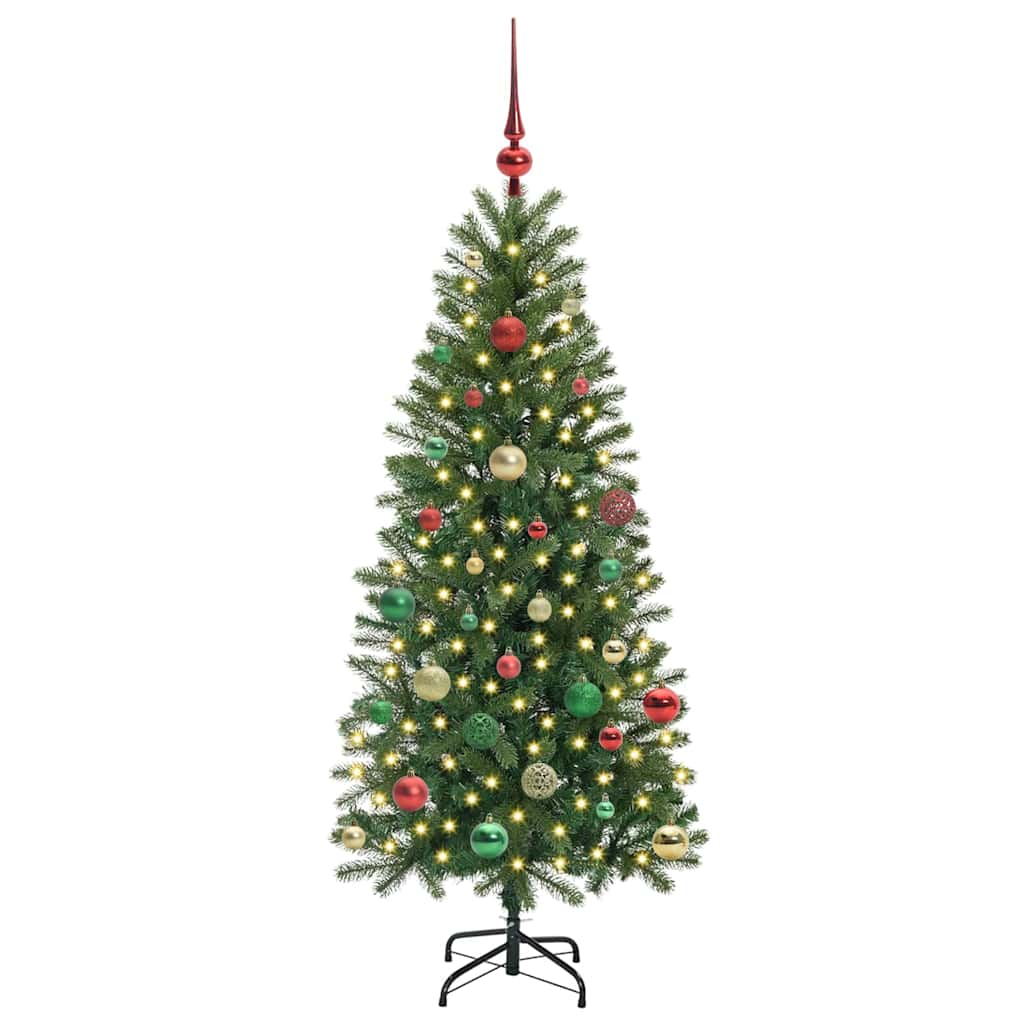 Kunstigt juletræ med 150 LED'er Grøn 150 cm PE og PVC