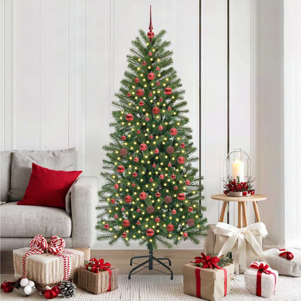 Kunstigt juletræ med 300 LED'er Grøn 180 cm PE og PVC