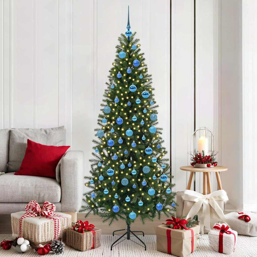 Kunstigt juletræ med 300 LED'er Grøn 180 cm PE og PVC