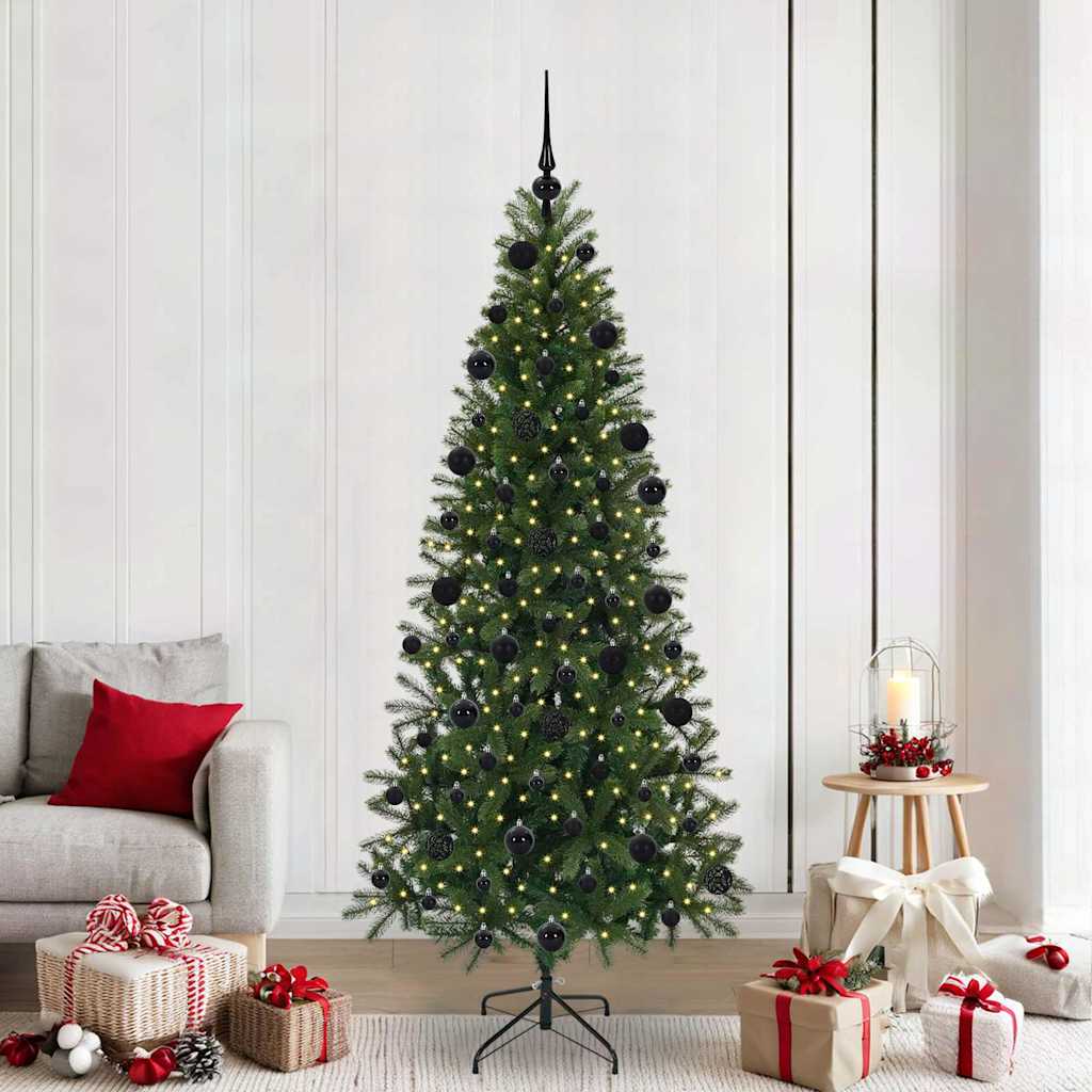 Kunstigt juletræ med 300 LED'er Grøn 210 cm PE og PVC