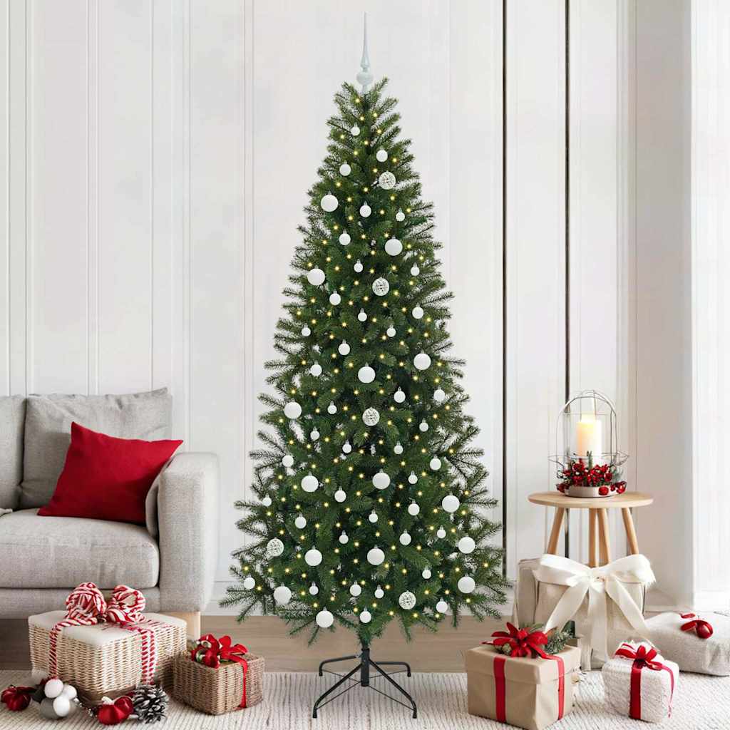 Kunstigt juletræ med 300 LED'er Grøn 210 cm PE og PVC