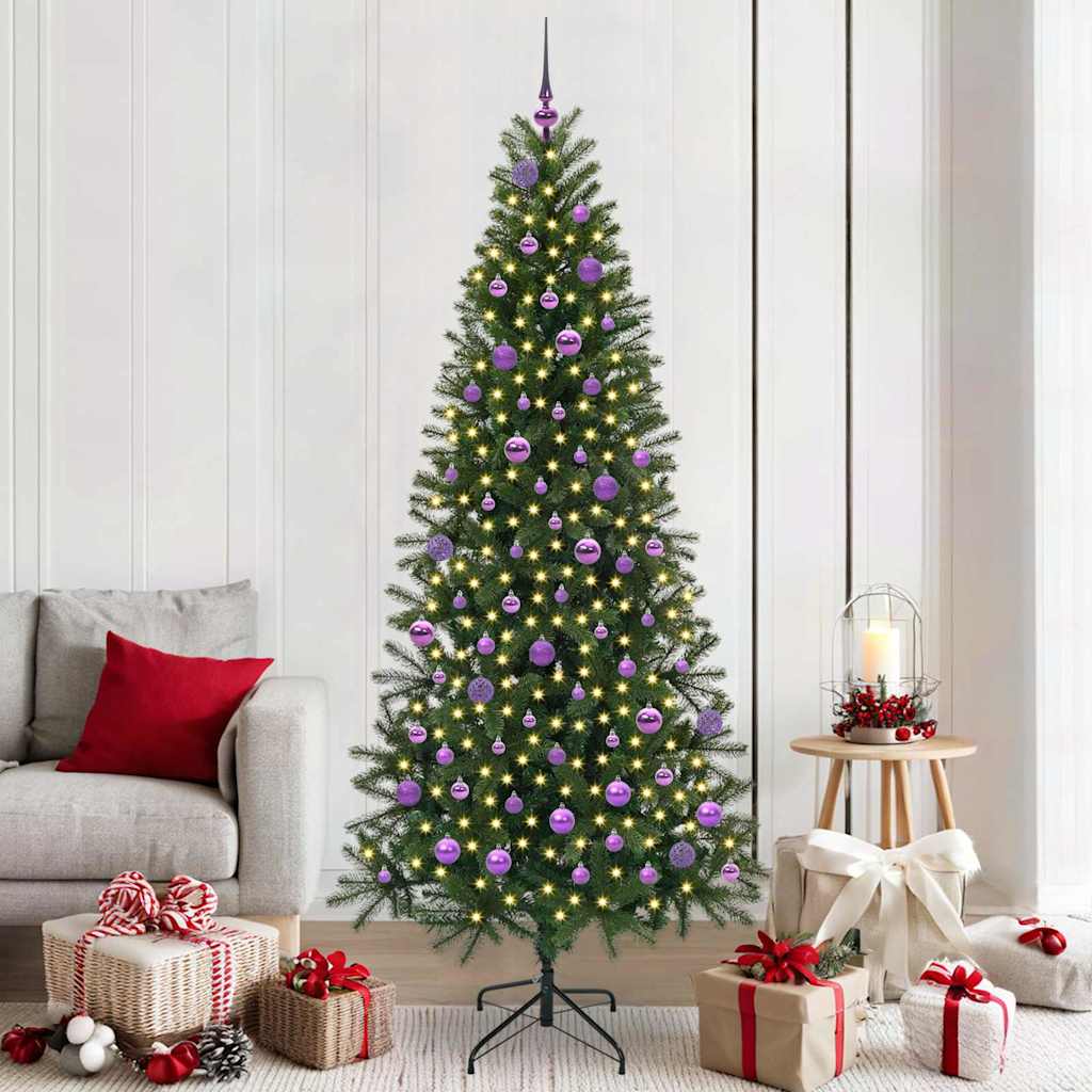 Kunstigt juletræ med 300 LED'er Grøn 210 cm PE og PVC
